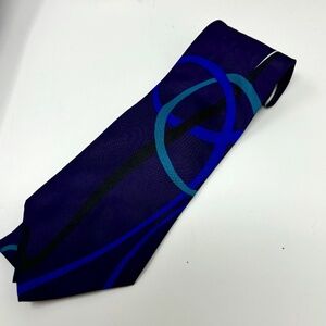 Italian Silk House Collezione Mens Neck Tie Purple Blue Aqua White Swirl Vintage